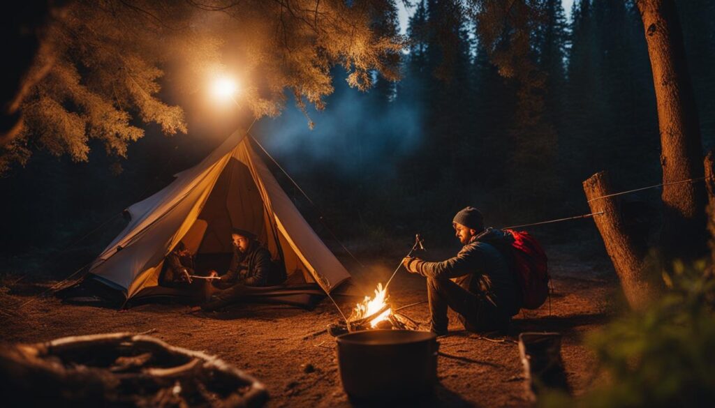 Securing Gear at Campsite