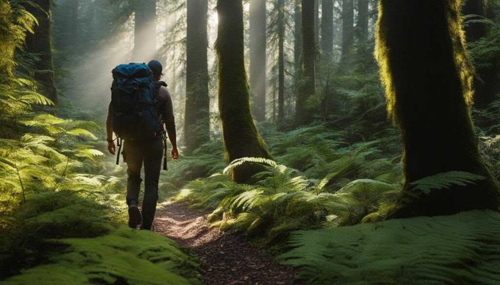 Backpacker in a forest