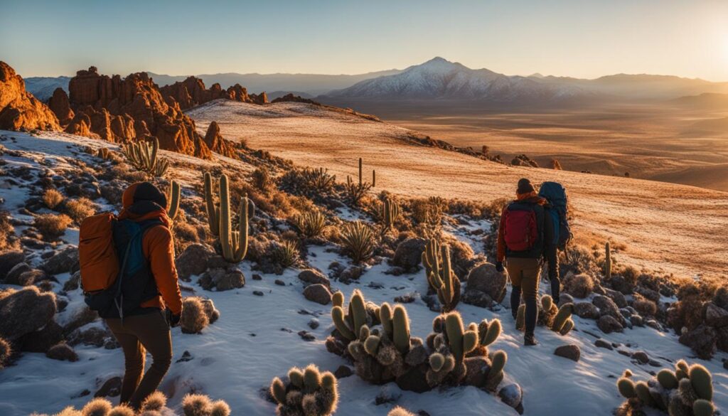 Desert hiking in winter