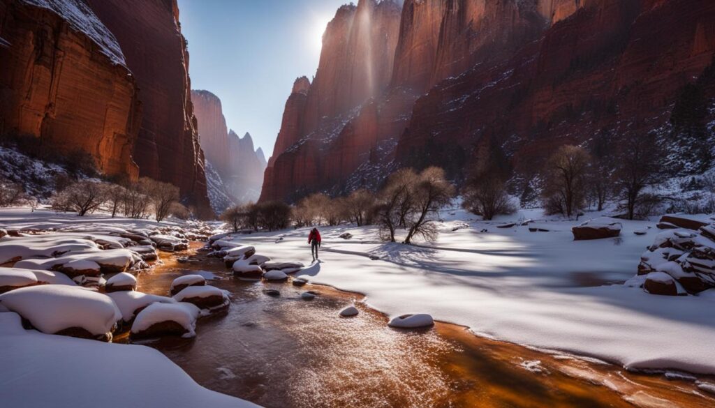 Winter hiking in Zion National Park